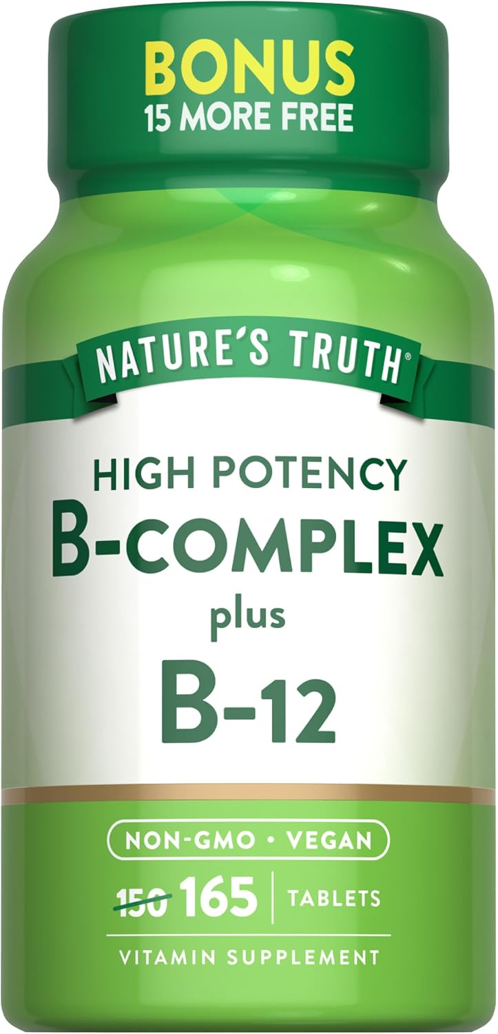 Nature's Truth Vitamin B Complex | 165 Tablets | Plus B12 | Vegan & Non-GMO Supplement - görsel 1