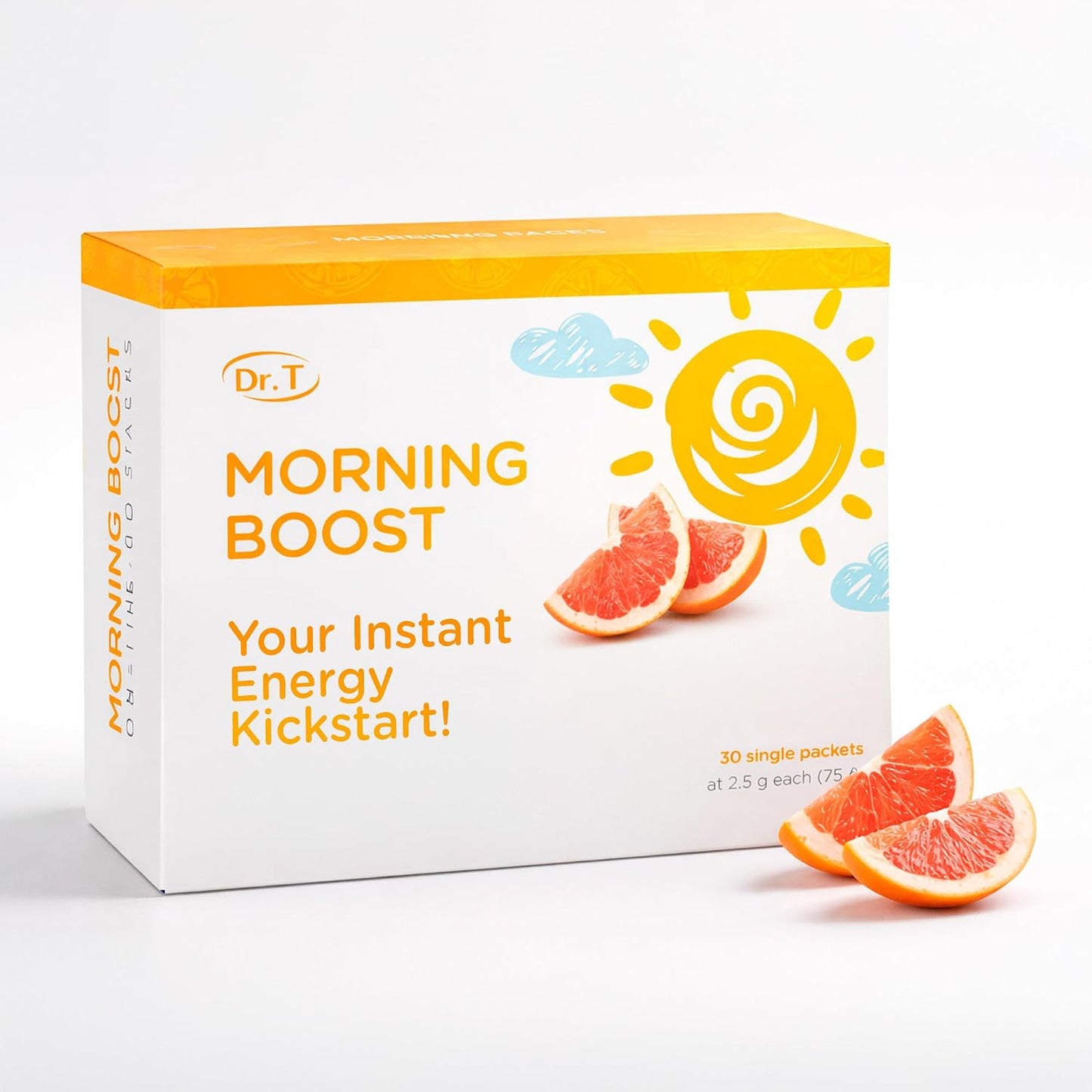 Dr. T On-the-go Packs – Morning Boost Formula – Direct-to-Mouth – Grapefruit, 30 Packs - görsel 1