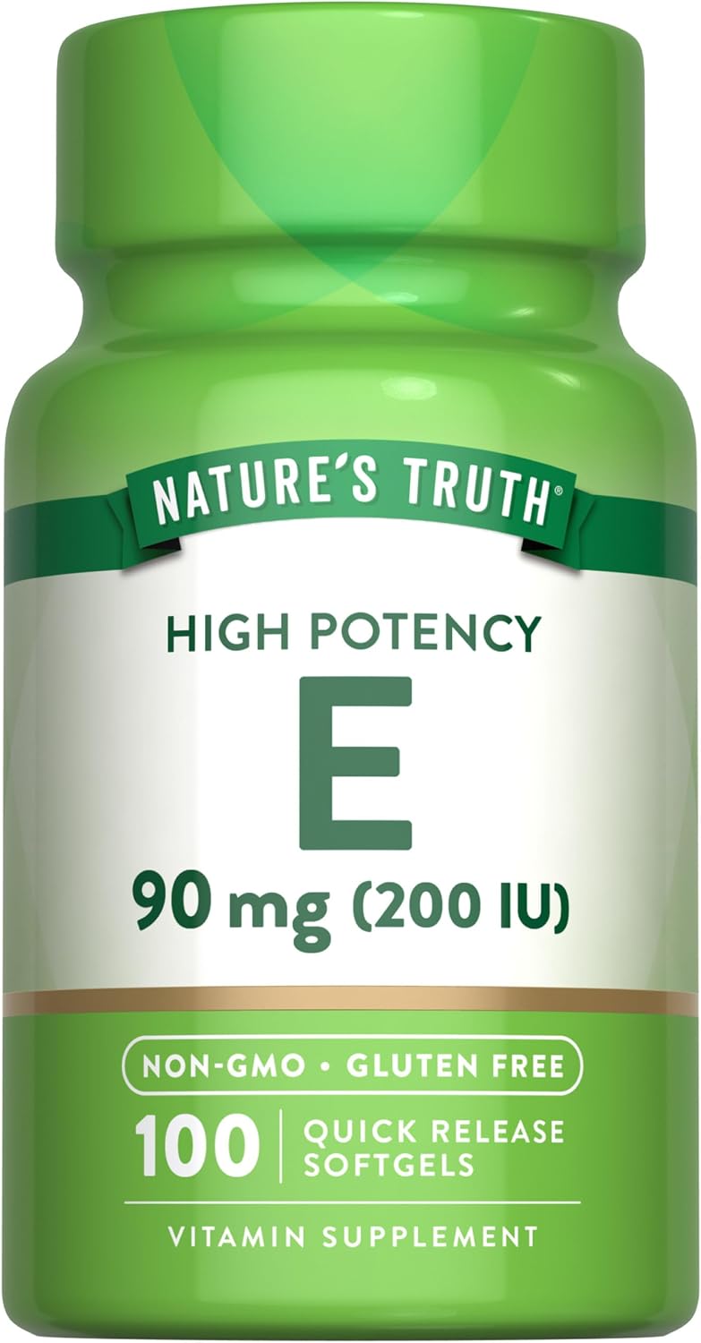 Nature's Truth Vitamin E 200 IU Softgels – Non-GMO & Gluten-free (100 Softgels) - görsel 1