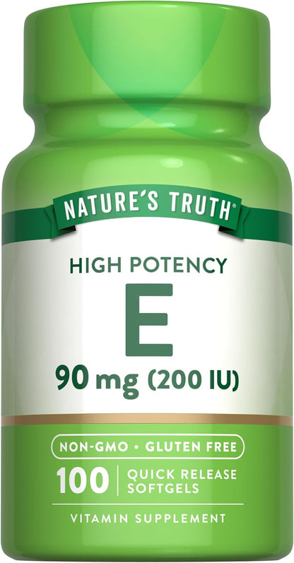 Nature's Truth Vitamin E 200 IU Softgels – Non-GMO & Gluten-free (100 Softgels)
