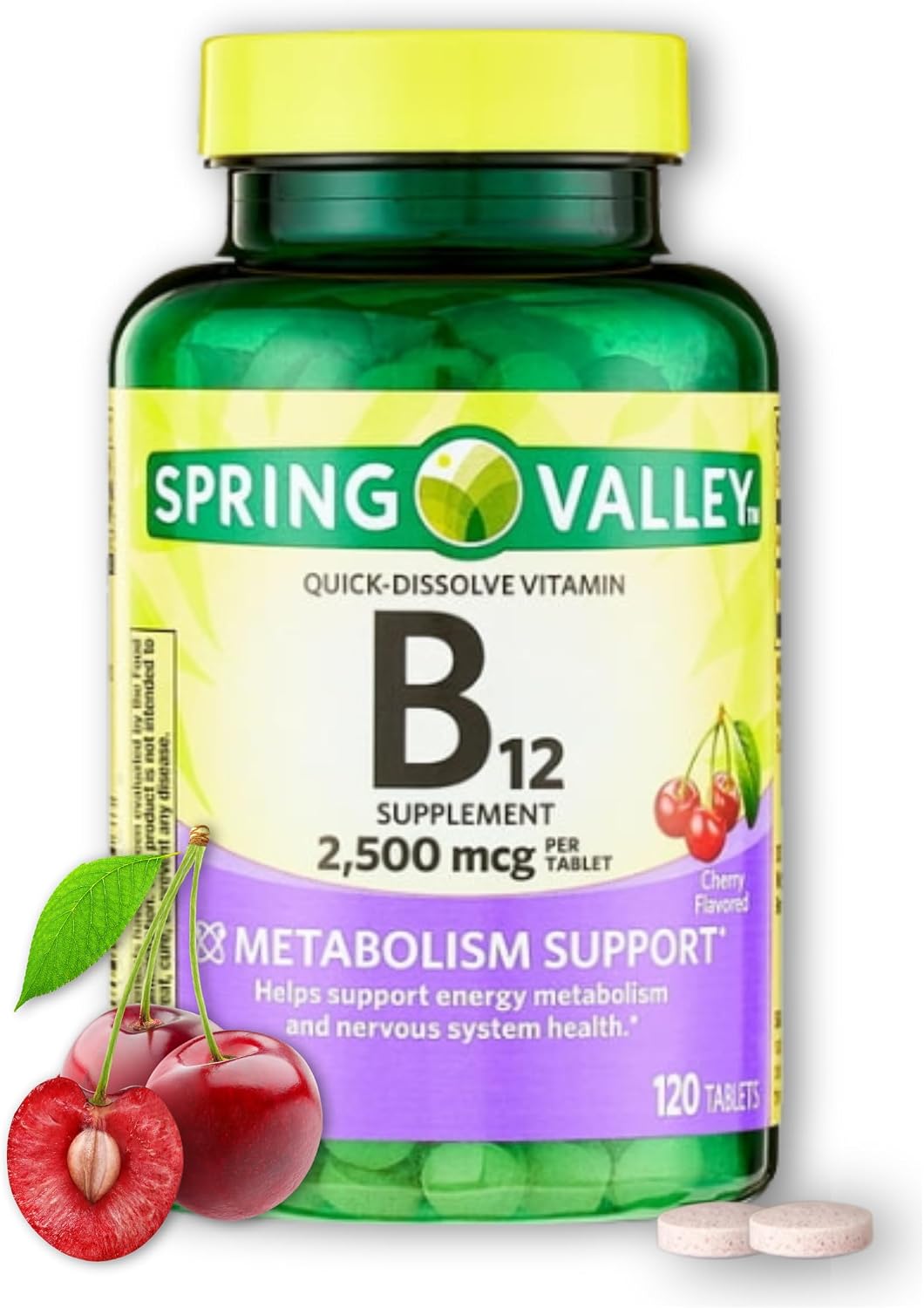 Vitamin B12 Tablets 2500mcg Cherry Flavour - Quick Dissolve, 120 Tablets - görsel 1