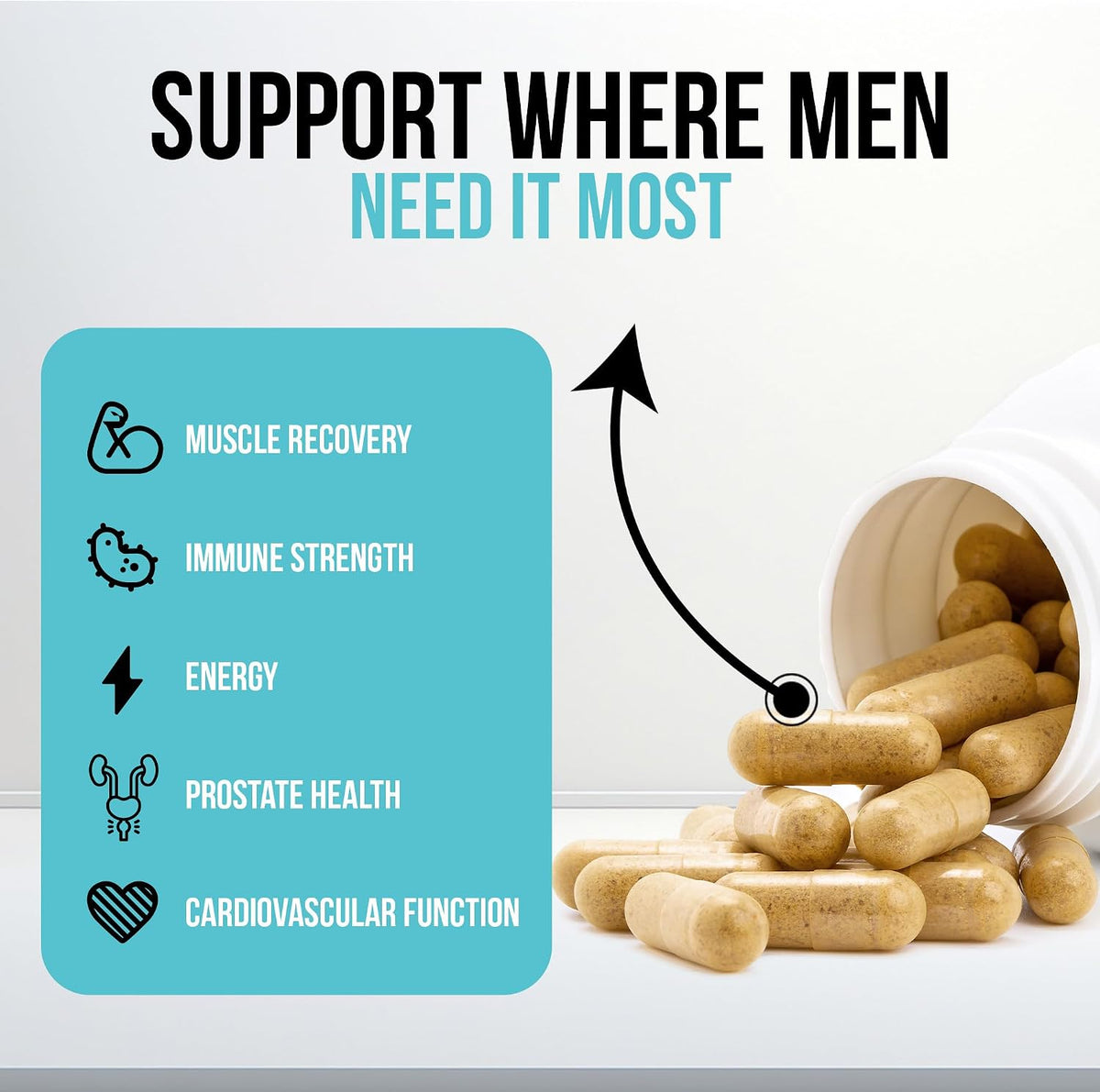 Wound Care Plus Men's Multivitamin – Comprehensive Vitamin & Mineral Blend with Vitamins A, B, C, D, E, Zinc – Supports Immune Health, Energy & Skin Wellness – 60 Capsules – Non-GMO, Gluten-free - görsel 5