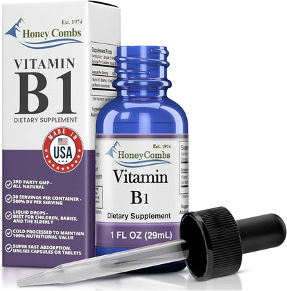 Vitamin B1 (Thiamine) Drops - High Potency Liquid - Vegan, Alcohol-Free, Non-GMO - Supports Energy, Digestion & Nervous System, 30ml