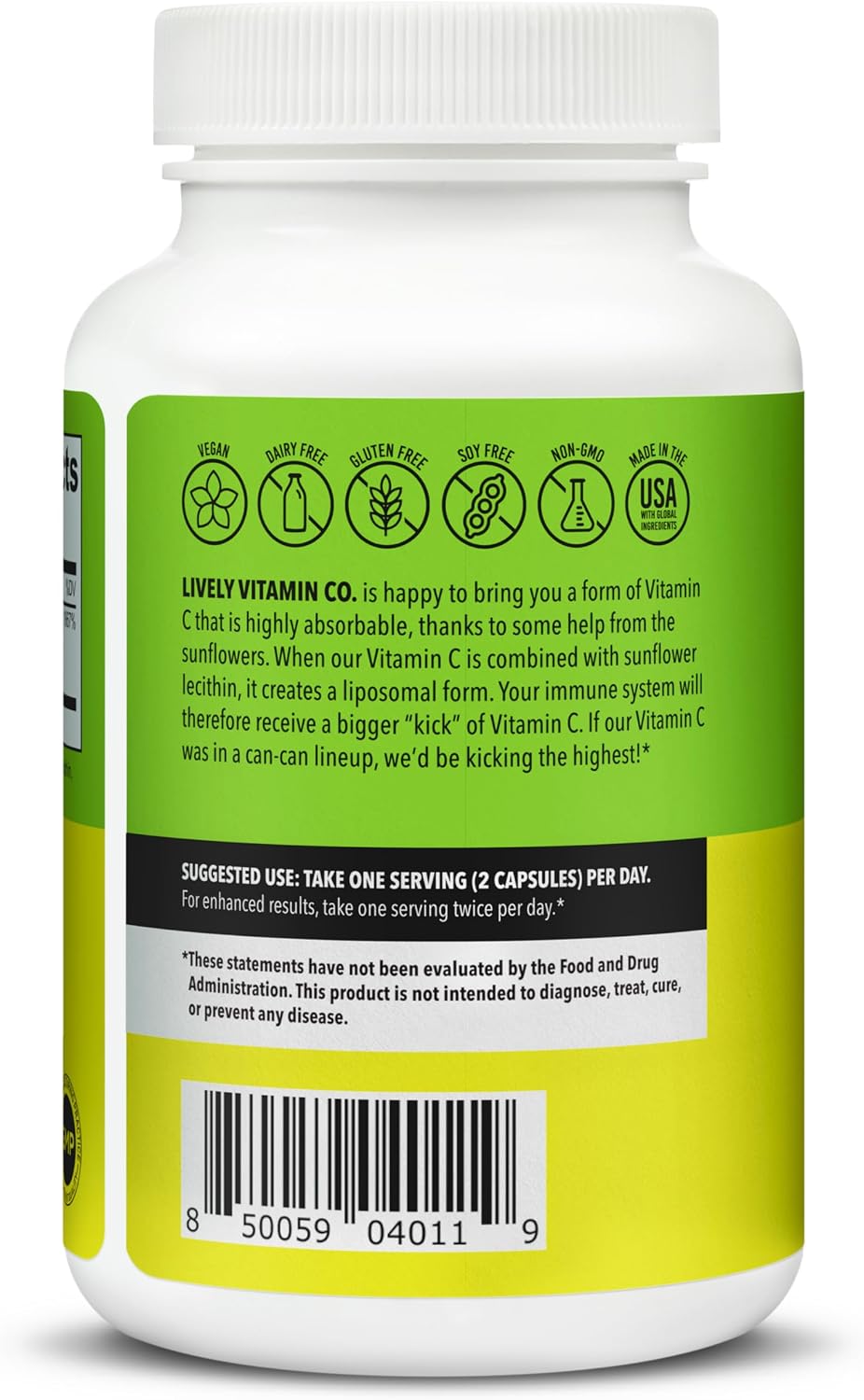 Lively Vitamin Co. Citrus Kick – Liposomal Vitamin C with Sunflower Lecithin & Bioflavonoids – Immune Support (120 Capsules) - görsel 3