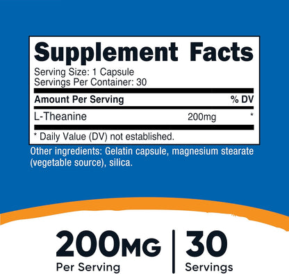 Nutricost L-Theanine 200mg, 30 Capsules