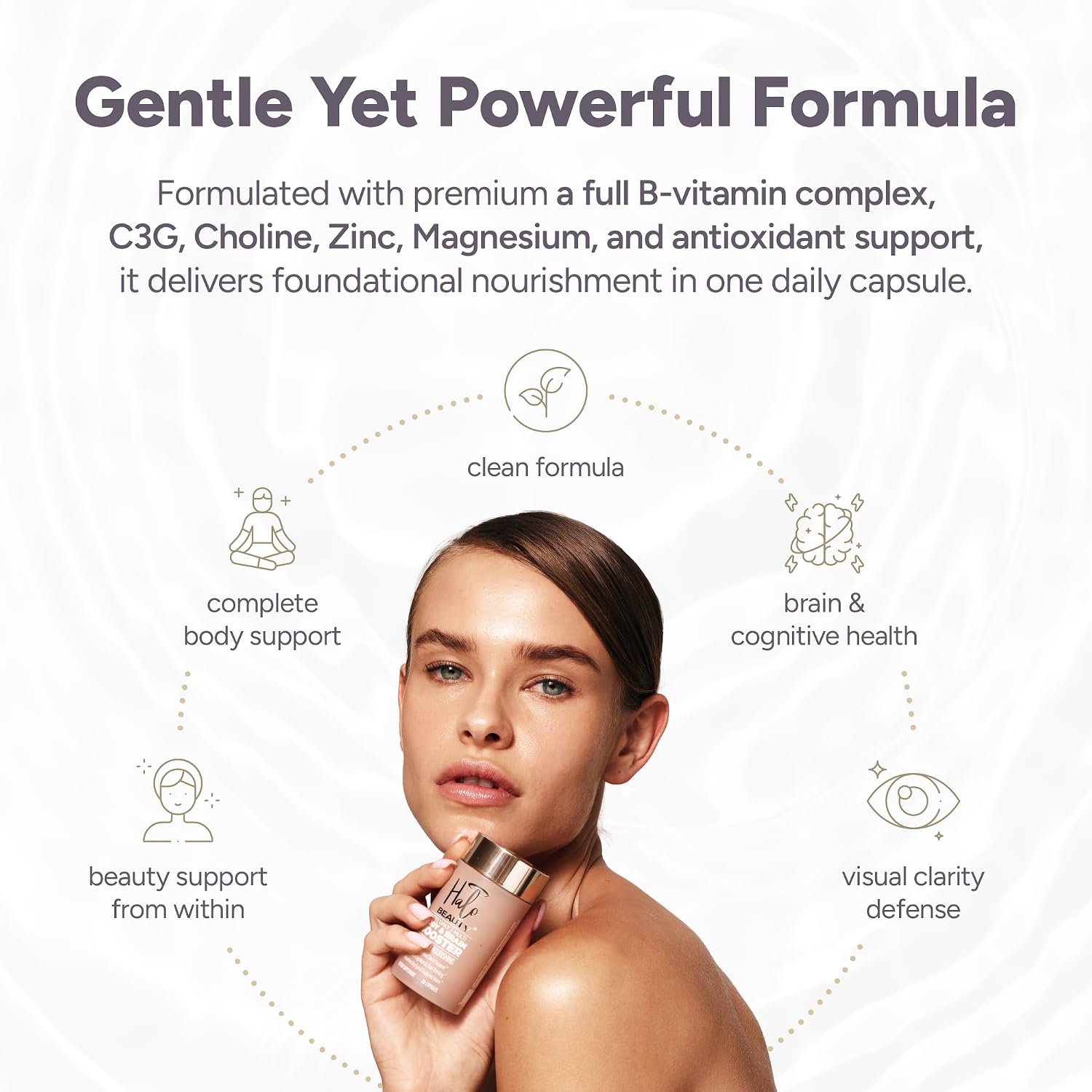 Halo Beauty Her Daily Multi | Women's Multivitamin Supplement with B6, D3 and Zinc | Vegan Daily Capsules | 1-Month Supply - görsel 3