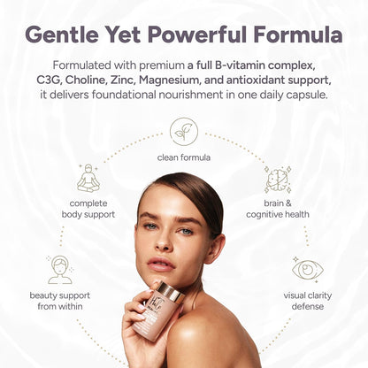 Halo Beauty Her Daily Multi | Women's Multivitamin Supplement with B6, D3 and Zinc | Vegan Daily Capsules | 1-Month Supply