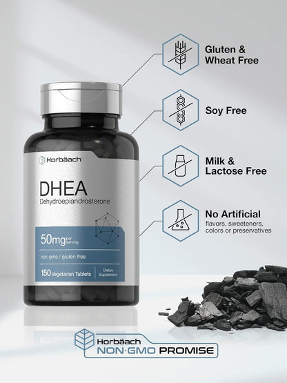 Horbäach DHEA 50mg Supplement – 150 Tablets