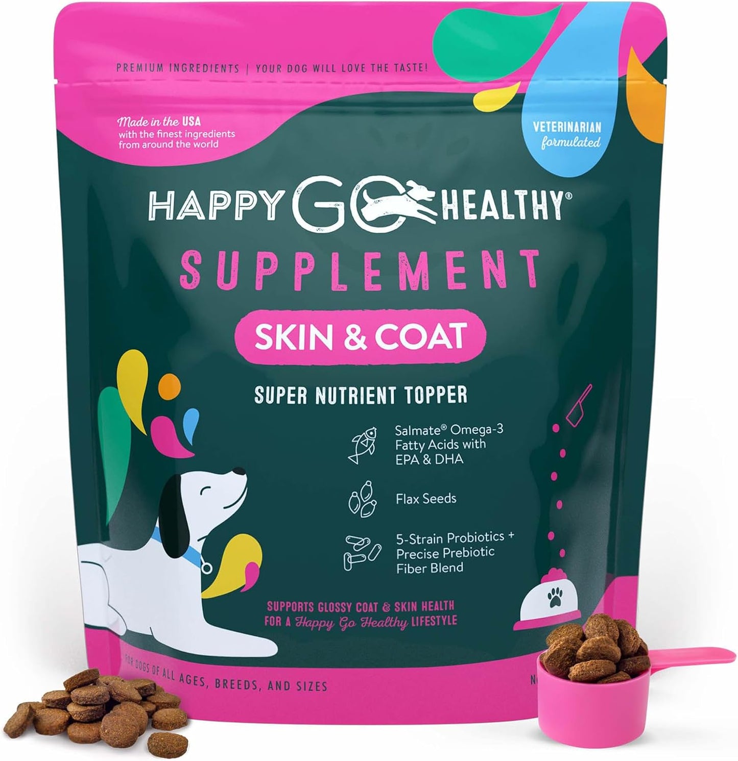 Happy Go Healthy Hip & Joint Supplement for Dogs – Probiotic & Prebiotic Benefits with Wild Salmon Omega-3s, 120 Count - görsel 9