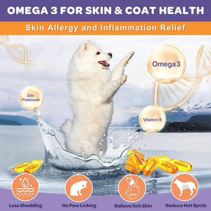 NATURE TARGET Probiotics for Dogs, 6 Billion Freeze-Dried Dog Probiotics with Prebiotics, Enzymes, Vitamins & Omega-3, for Digestive and Gut Health, Itching Relief, Reduced Diarrhoea, 120 Chews