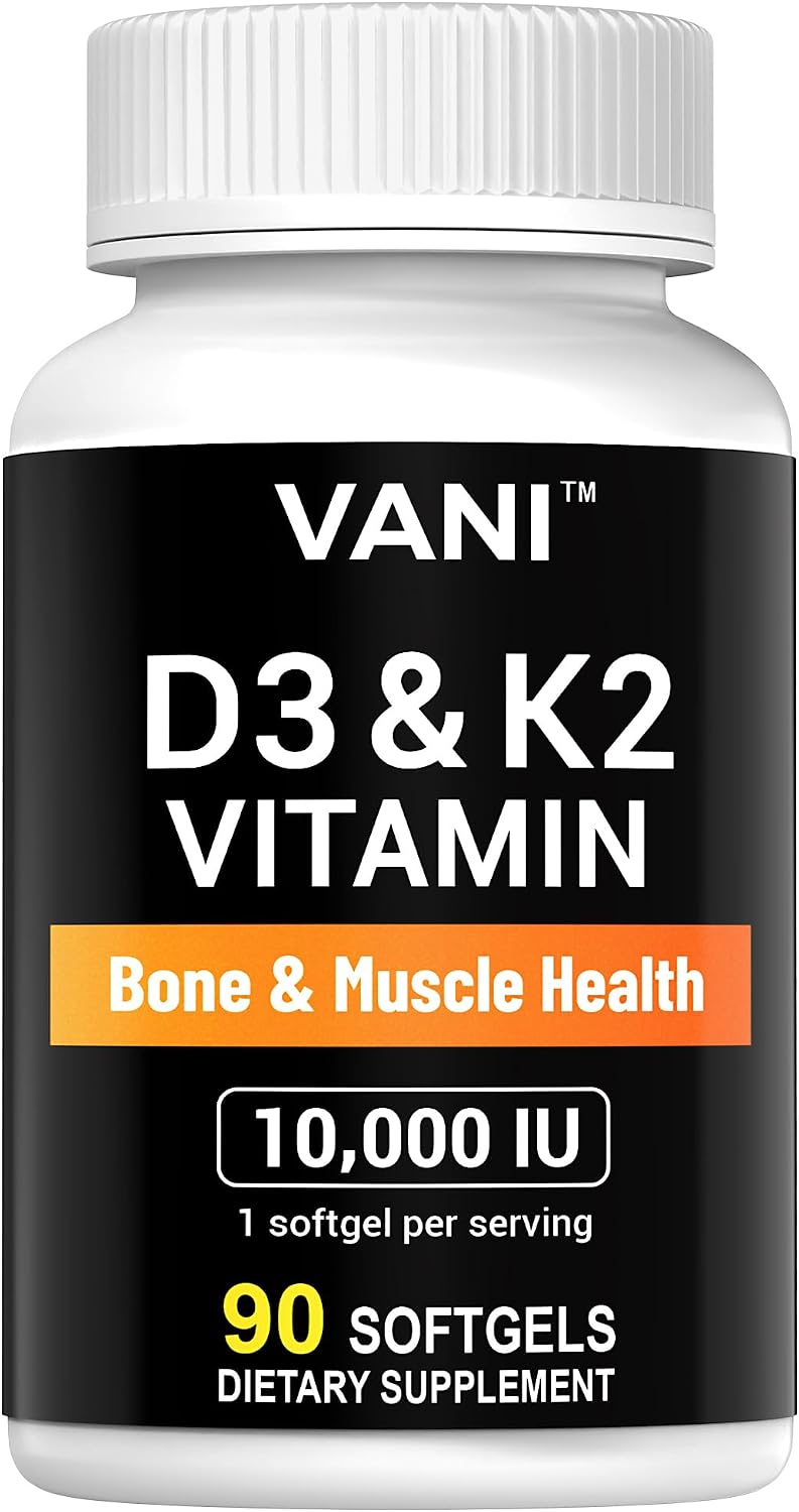 Vitamin D3 (10000 IU) + K2 (MK-7) – 90 Soft gel capsules for Bone, Muscle & Teeth Health - görsel 1
