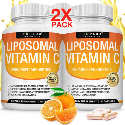 Liposomal Vitamin C 2100mg – High Absorption Fat Soluble Vitamin C with MCT Oil and Sunflower Lecithin, Vegan and Non-GMO