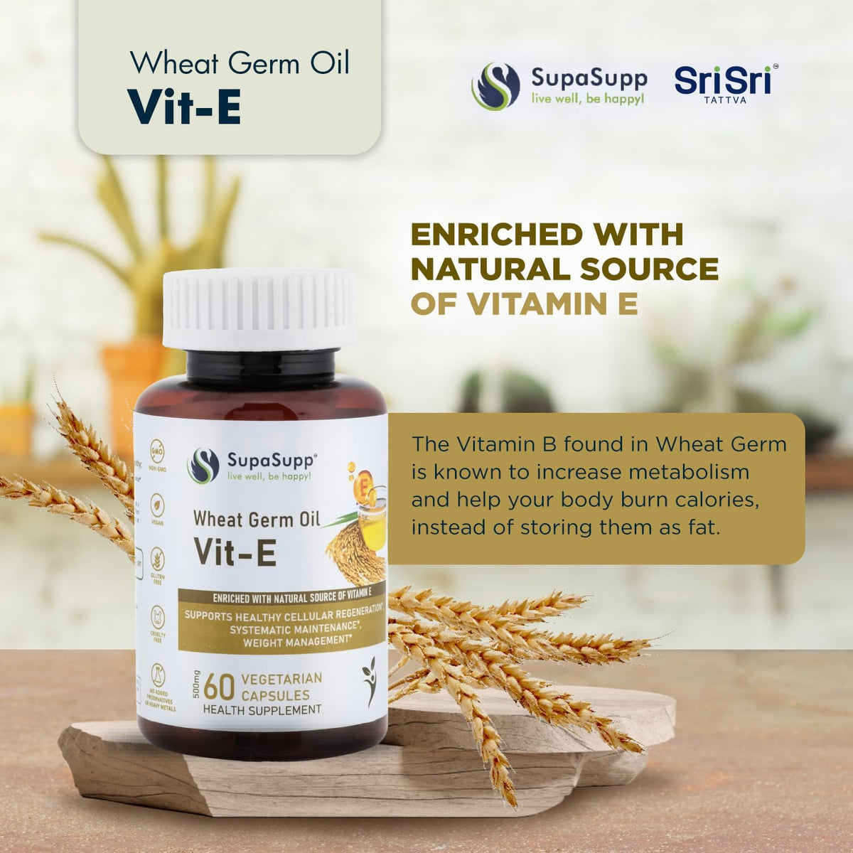 SRI SRI TATTVA VIT-E Wheat Germ Oil, 500mg (60 Capsules) - görsel 7