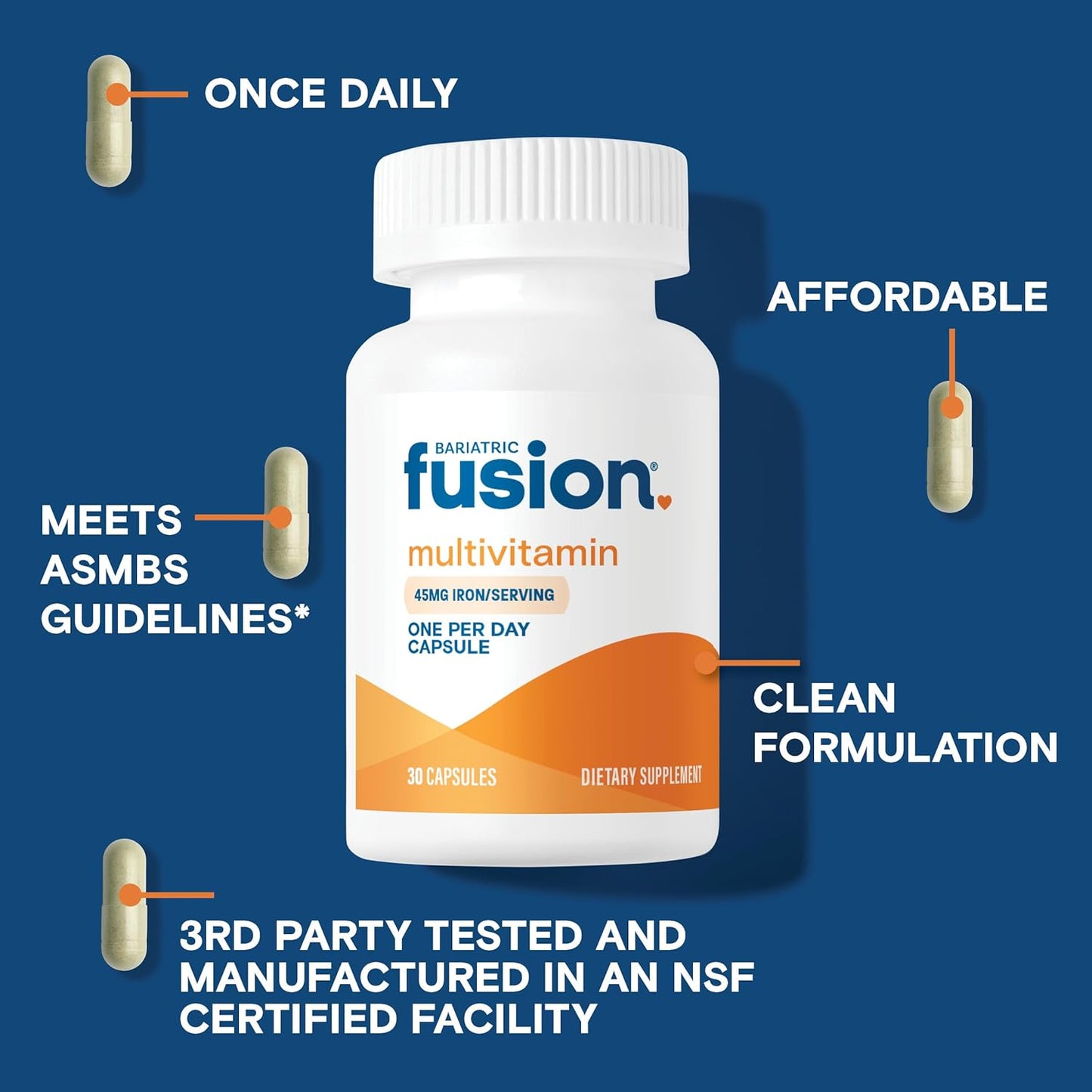 Bariatric Fusion Multivitamin with Iron – Once Daily Capsule (30 Capsules, 1 Month Supply) - görsel 3