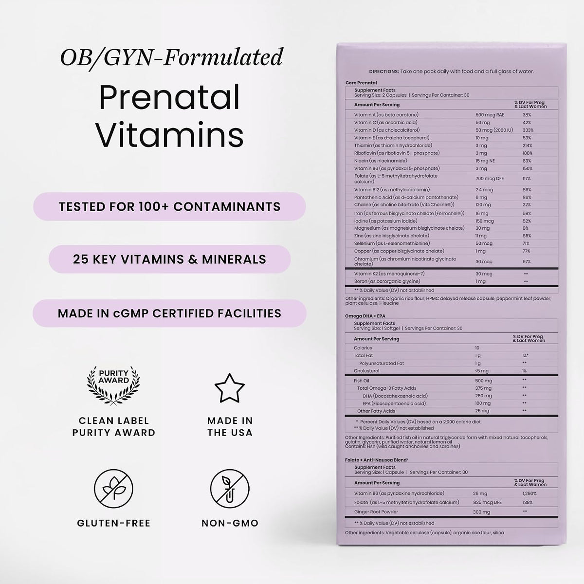 Perelel 1st Trimester Prenatal Pack, Multivitamin with Folate, Vitamin D, Omega 3, Iron & Ginger, Nutritional Support for Early Pregnancy, 30 Daily Pill Packs - görsel 2
