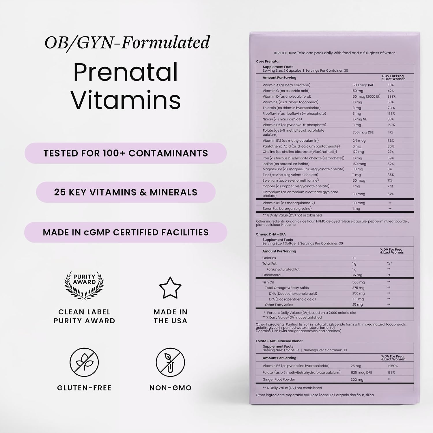 Perelel 1st Trimester Prenatal Pack, Multivitamin with Folate, Vitamin D, Omega 3, Iron & Ginger, Nutritional Support for Early Pregnancy, 30 Daily Pill Packs - görsel 2