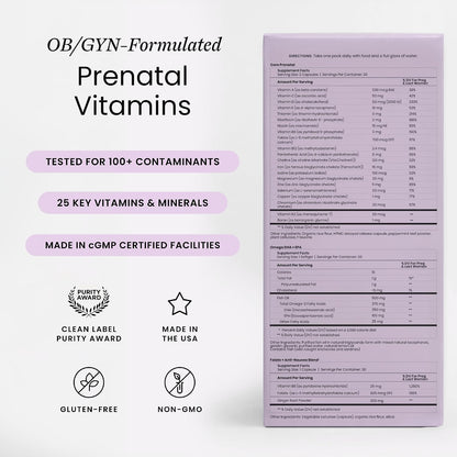 Perelel 1st Trimester Prenatal Pack, Multivitamin with Folate, Vitamin D, Omega 3, Iron & Ginger, Nutritional Support for Early Pregnancy, 30 Daily Pill Packs