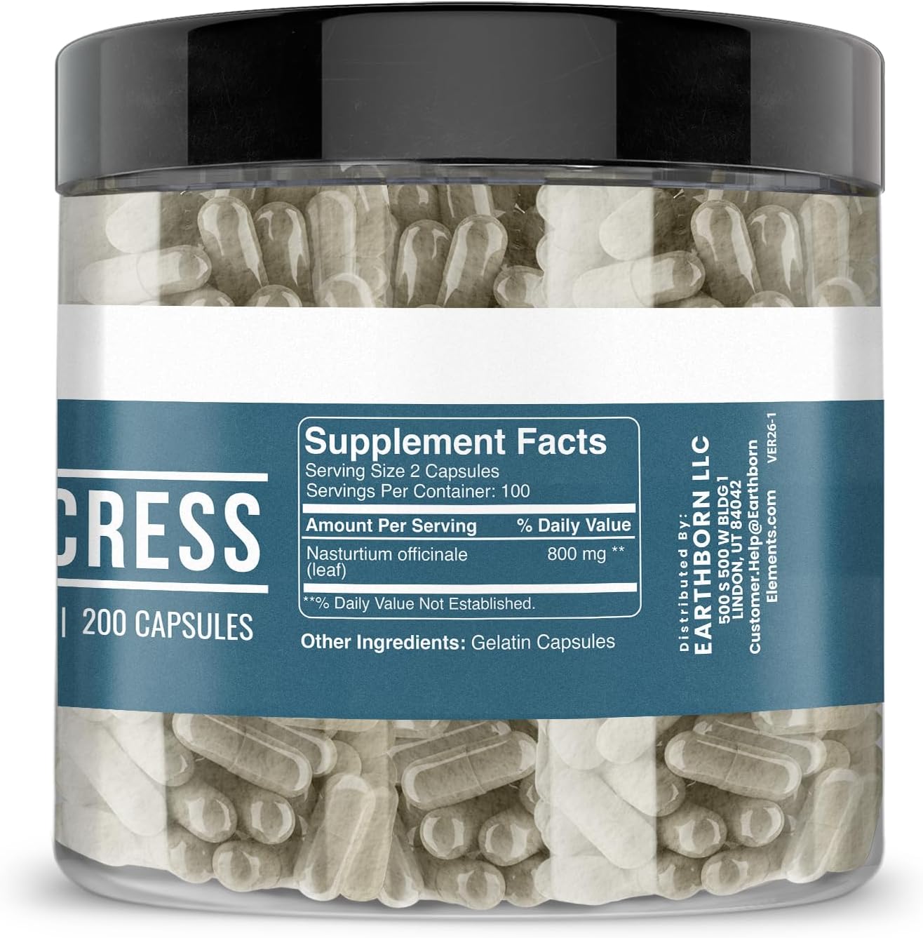 Earthborn Elements Watercress 200 Capsules, Pure & Undiluted, No Additives - görsel 2