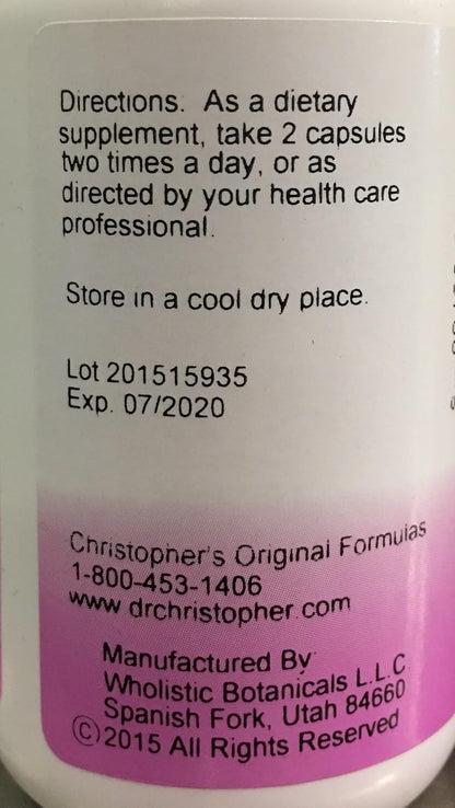 Christopher's Original Formulae - Red Raspberry Leaves - 450 mg - 100 Vegetarian Capsules