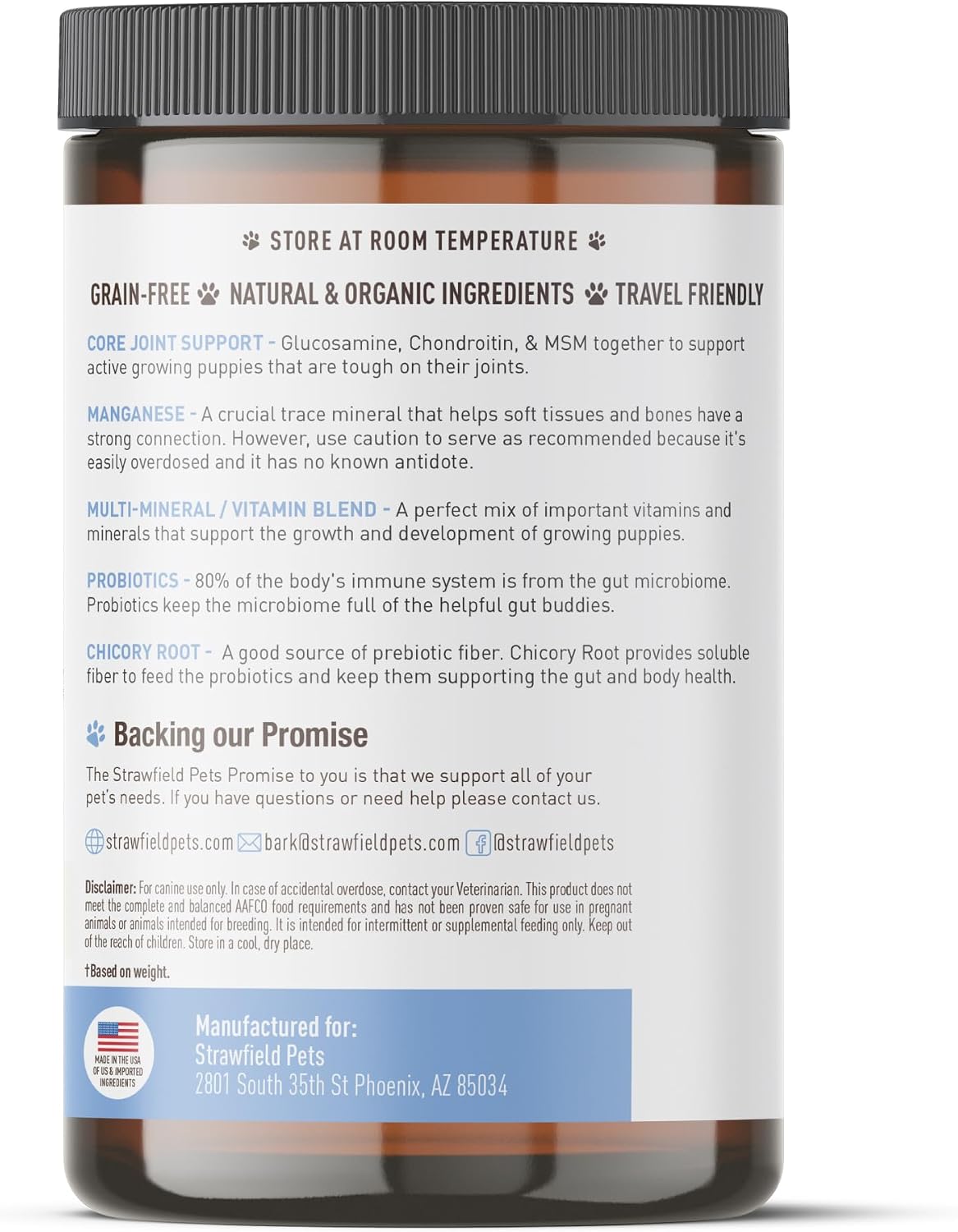 Strawfield Pets Puppy Multivitamin + Probiotics with Joint Support, Peanut Butter Flavour, 120 Soft Chews - görsel 10