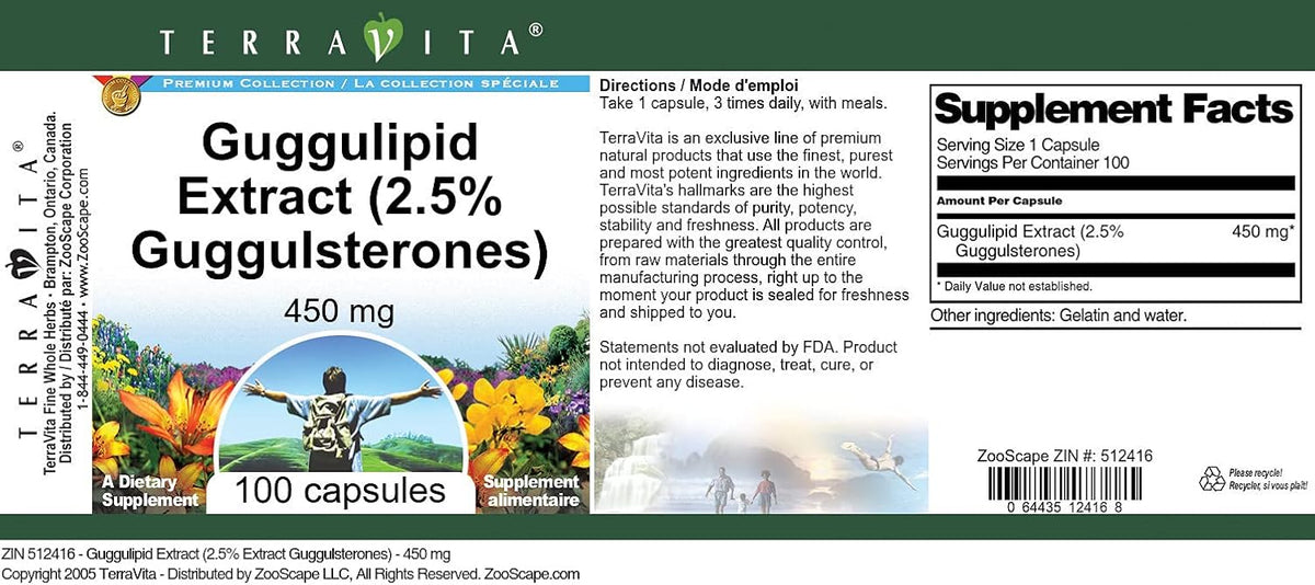 Guggulipid Extract (2.5% Guggulsterones) 450 mg, 100 Capsules - görsel 3