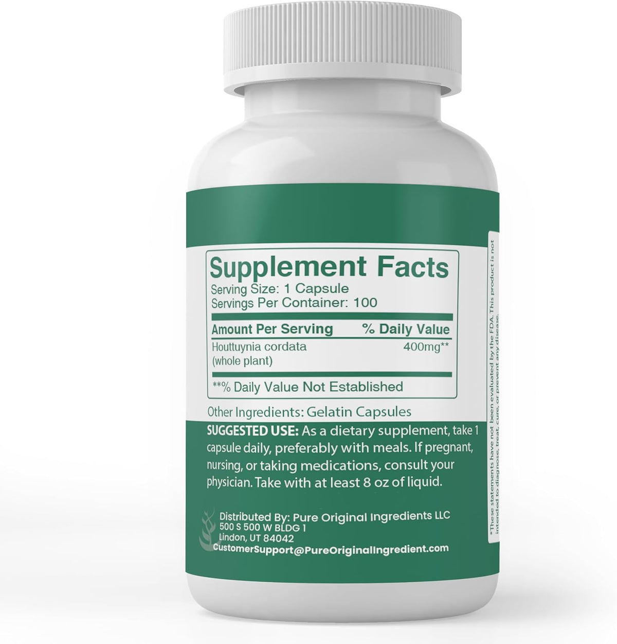 Pure Original Ingredients Houttuynia Cordata, 100 Capsules - Pure Single Ingredient Food Supplement - görsel 2