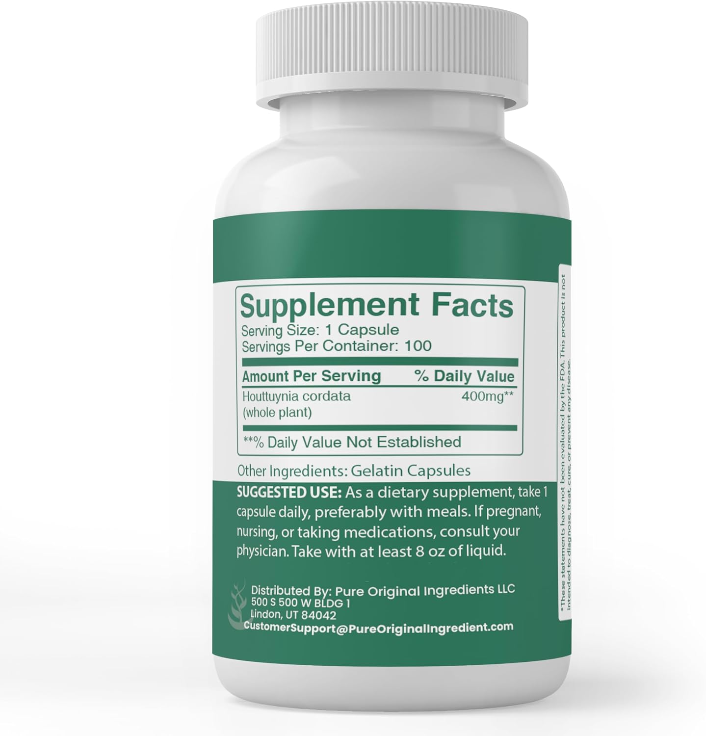 Pure Original Ingredients Houttuynia Cordata, 100 Capsules - Pure Single Ingredient Food Supplement - görsel 2