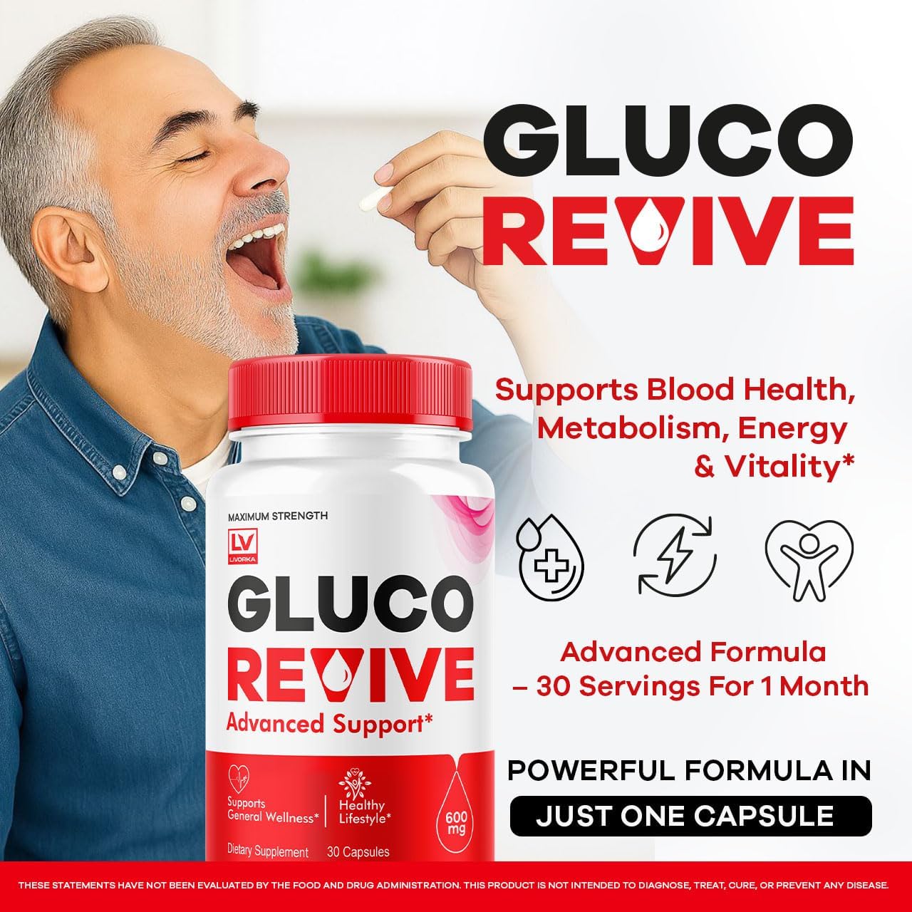 Gluco Revive - GlucoRevive, Gluco Revive Pills, GlucoRevive Support, GlucoRevive Capsules, Gluco Revive All Natural Premium Formula, 30 Capsules - görsel 2