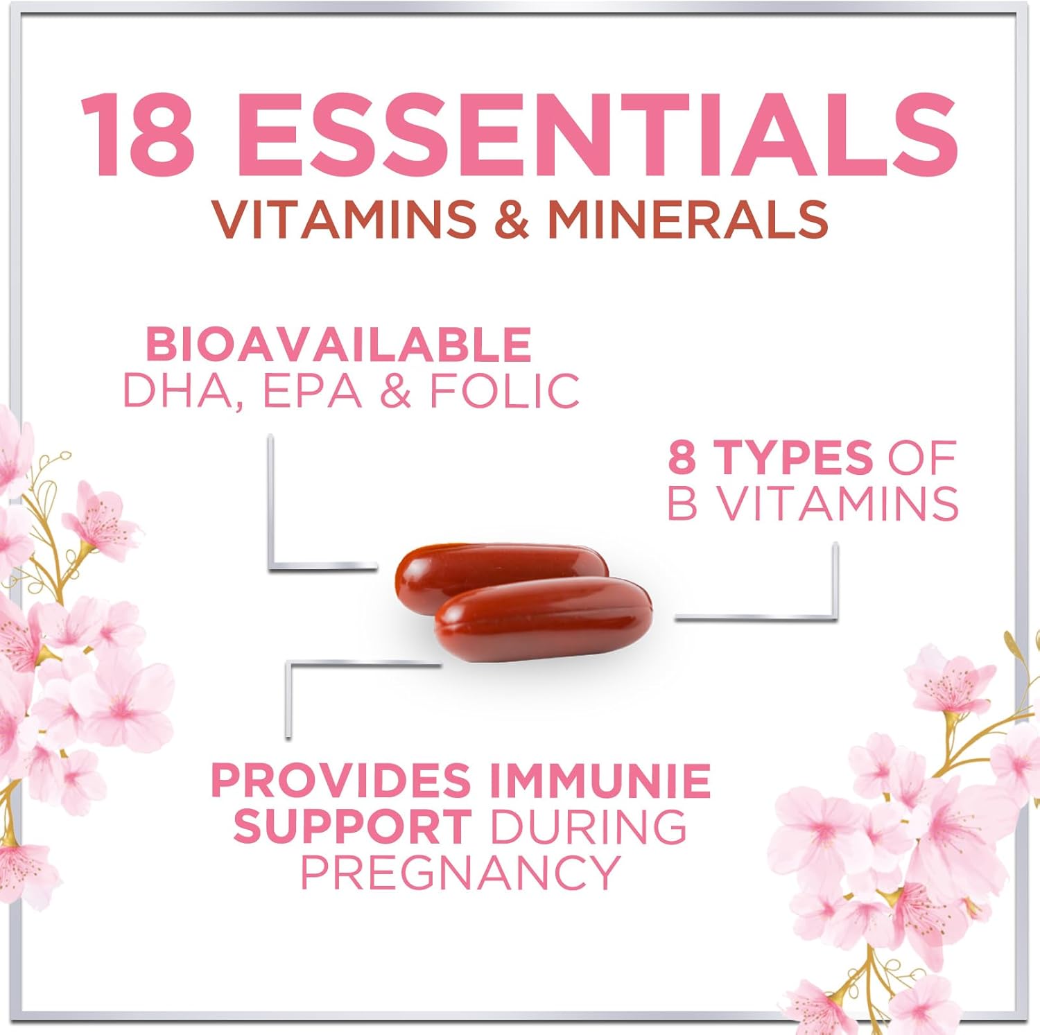 Hello Lovely! Prenatal Vitamins with Folic Acid, DHA and Iron – Daily Pregnancy Multivitamin (60 Softgels) - görsel 3