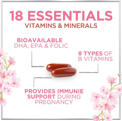 Hello Lovely! Prenatal Vitamins with Folic Acid, DHA and Iron – Daily Pregnancy Multivitamin (60 Softgels)