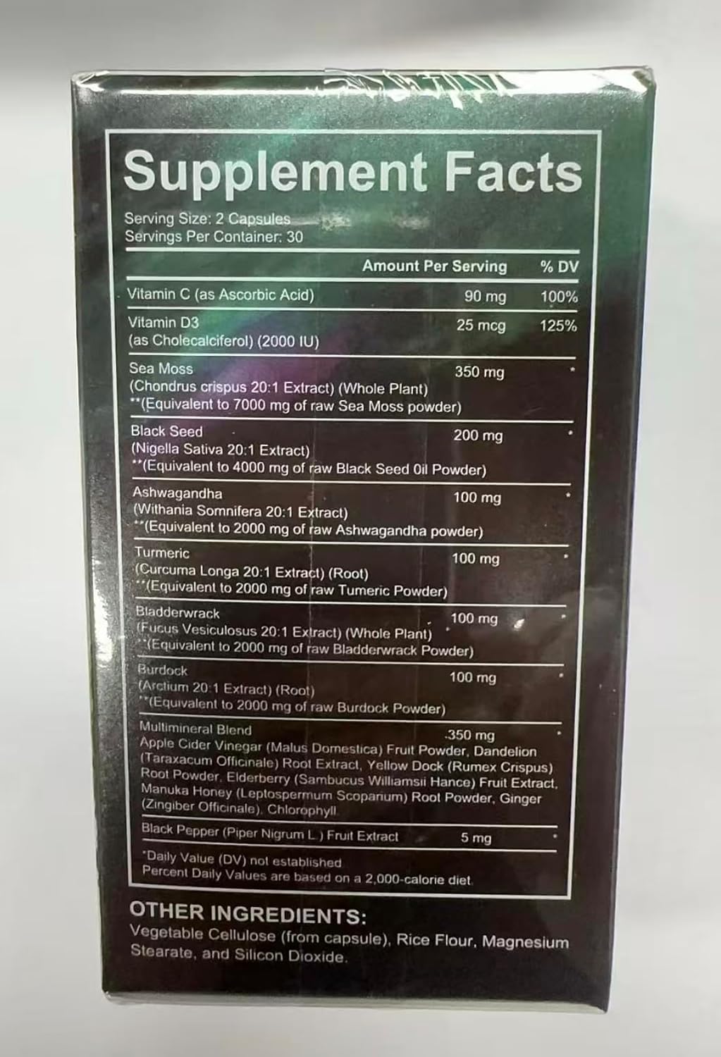 Sea Moss Black Seed Oil Ashwagandha Ginger Supplement - 60 Capsules - görsel 2