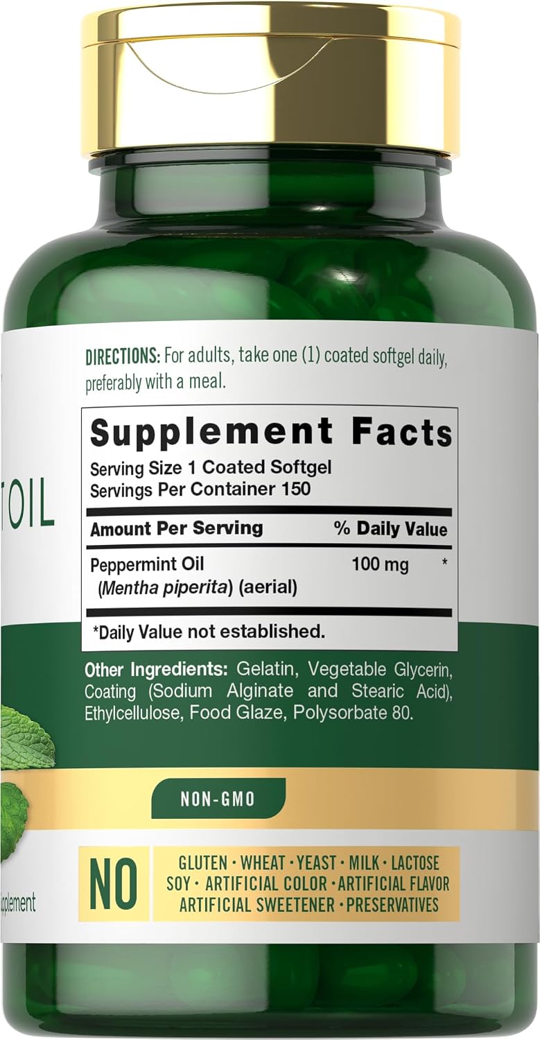 Carlyle Peppermint Oil Capsules, 150 Softgels | Herbal Supplement, Non-GMO, Gluten-free - görsel 2