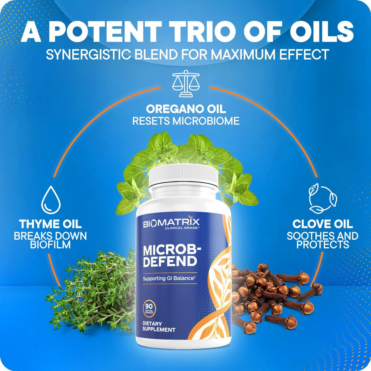 Biofilm Disruptor | Microb-Defend by BioMatrix – Digestive Health & Gut Microbiome Support with Oregano, Thyme & Clove (90 Softgels) - görsel 4
