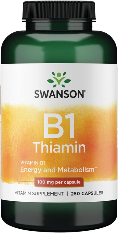 Swanson Vitamin B1 (Thiamine) 100 mg, 250 Capsules