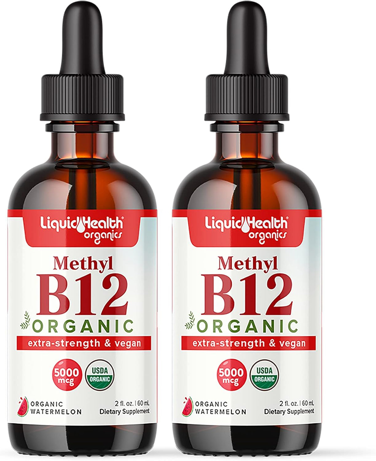 LIQUIDHEALTH Organic Methyl Vitamin B12 Drops with Tart Cherry Juice, 5000 mcg, 2-Pack - görsel 1