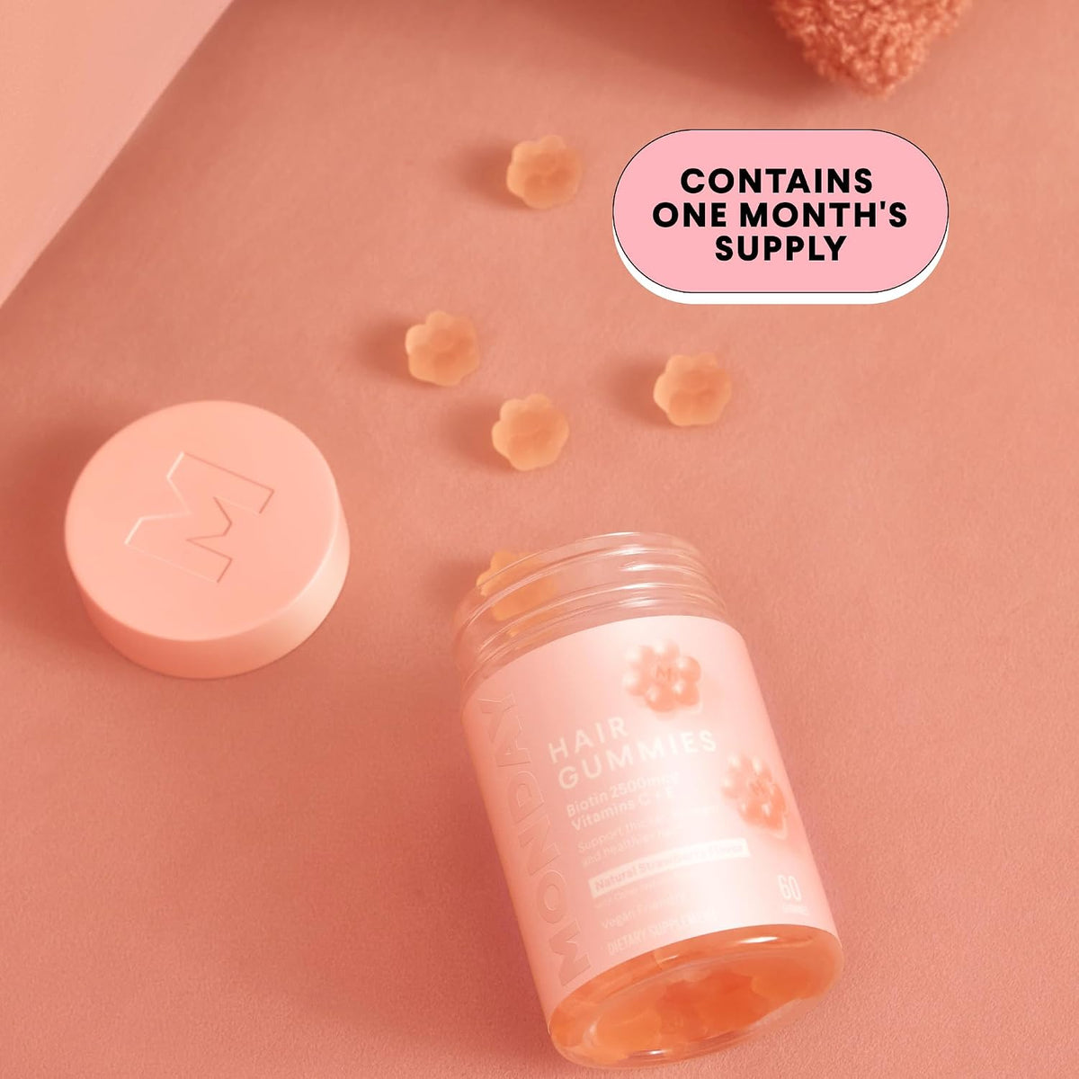 Monday Hair care Hair Gummies with 2500 mcg Biotin, Vitamin C & Vitamin E – 60 Gummies - görsel 3