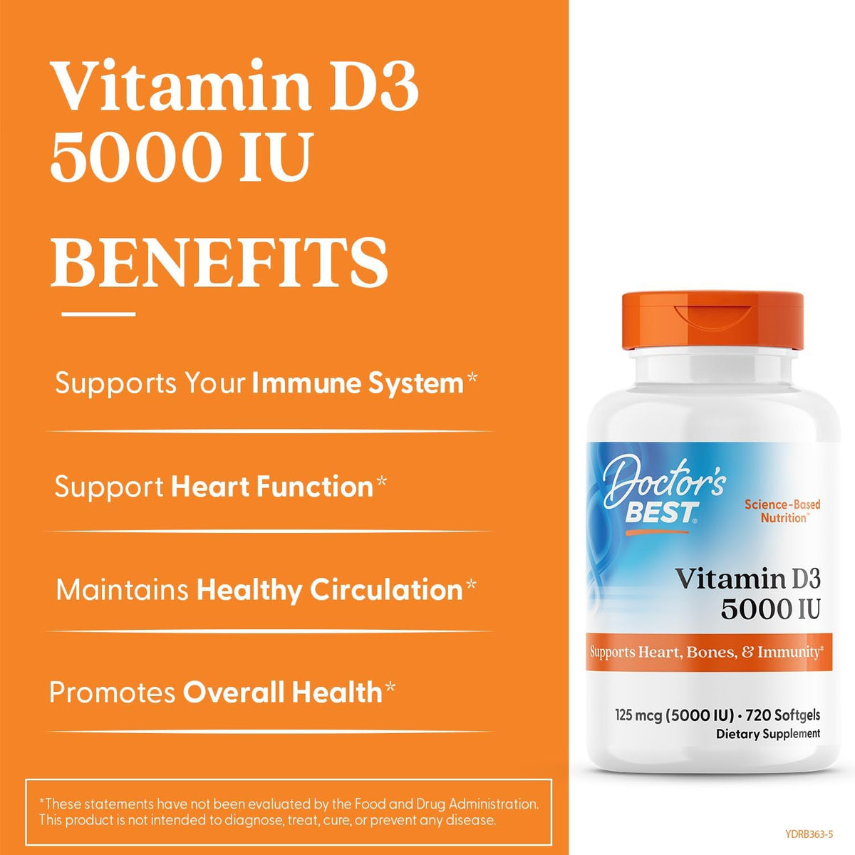 Doctor's Best Vitamin D3, 5000 IU, 720 Capsules - görsel 3