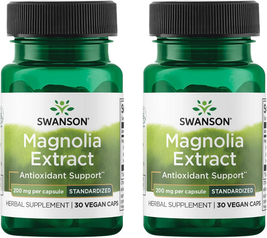 Swanson Magnolia Bark Supplement – 200mg, 60 Vegetarian Capsules (2 Pack)