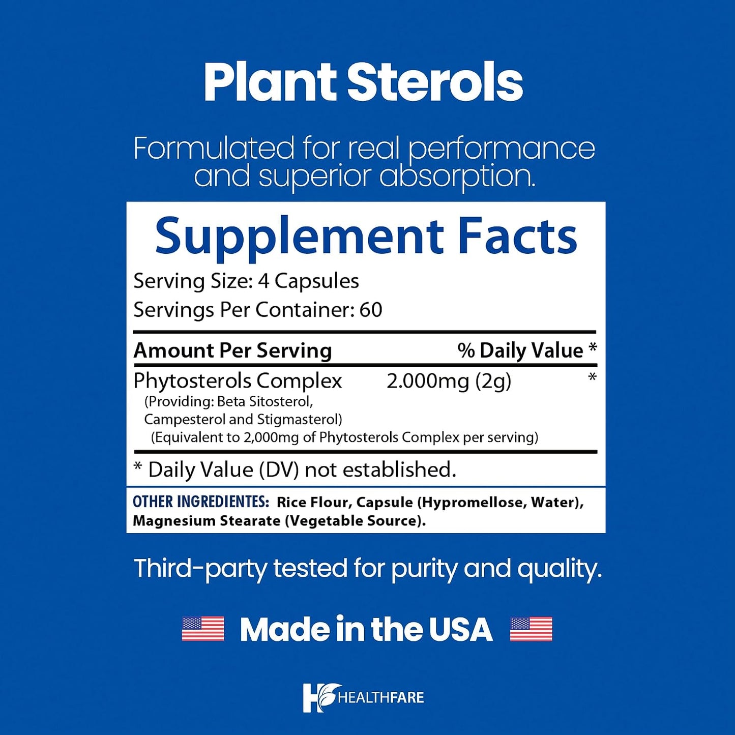 Healthfare Plant Sterols Capsules | 240 Vegan Capsules | Beta Sitosterol & Phytosterol Complex - görsel 3