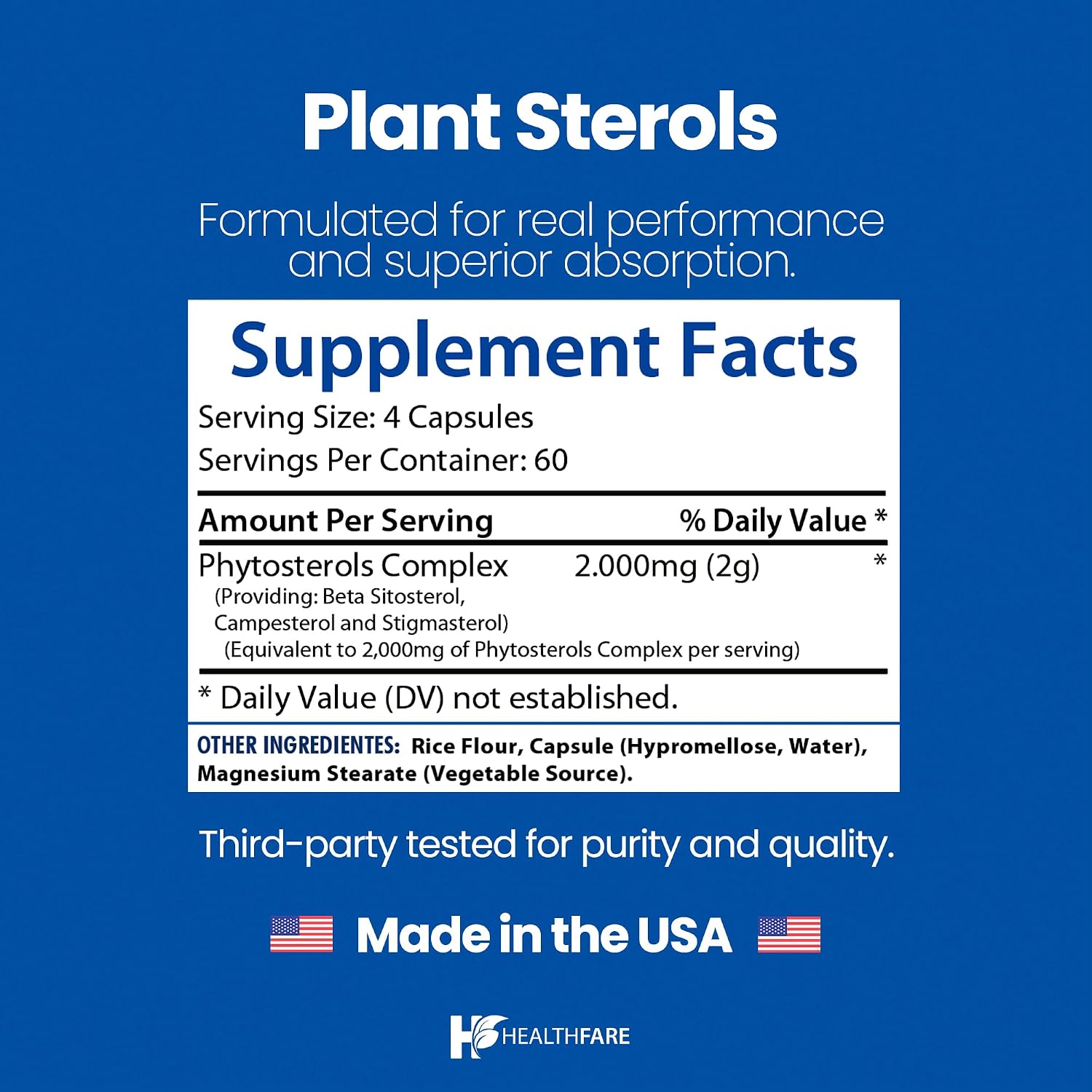 Healthfare Plant Sterols Capsules | 240 Vegan Capsules | Beta Sitosterol & Phytosterol Complex - görsel 3