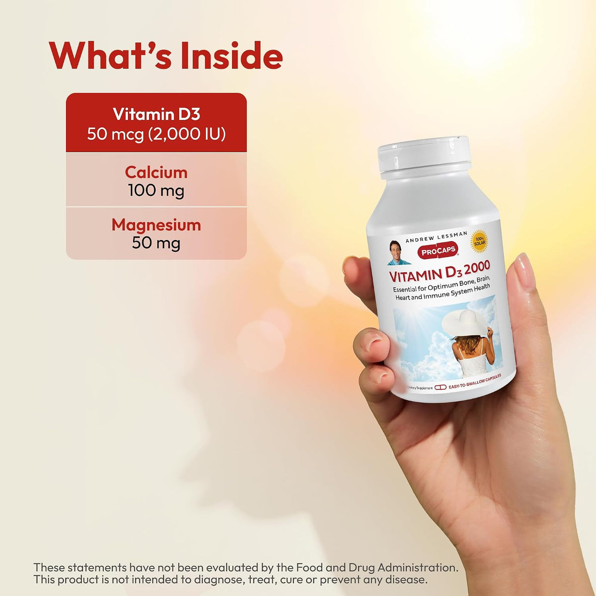 ANDREW LESSMAN Vitamin D3 2000 IU 60 Capsules - High Potency Supplement for Bone, Immune and Muscle Health - görsel 3