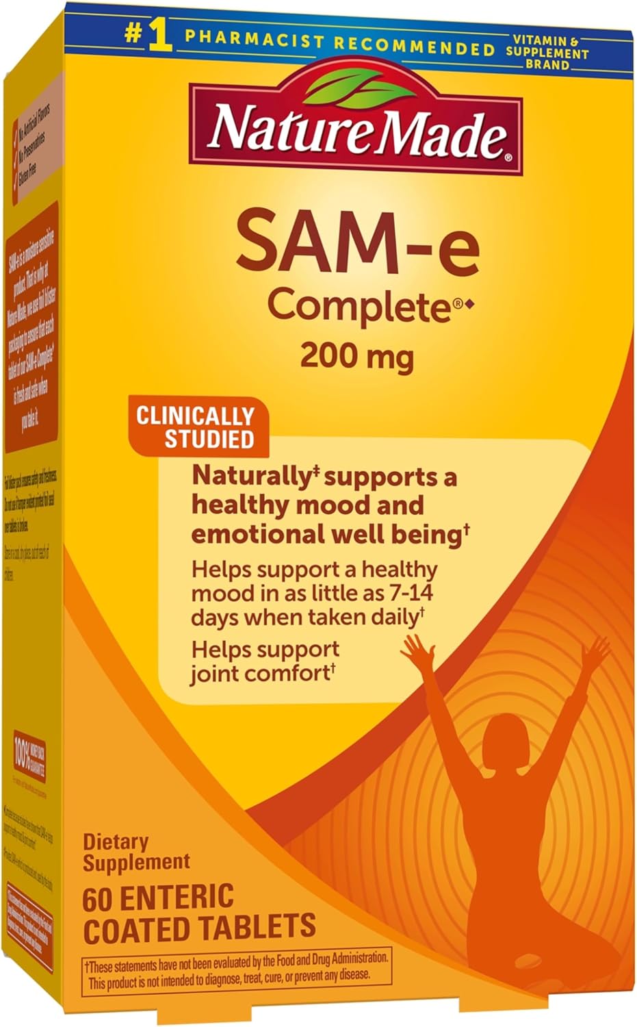 Nature Made SAM-e 200mg Complete, Food Supplement for Mood Support, 60 Tablets - görsel 1