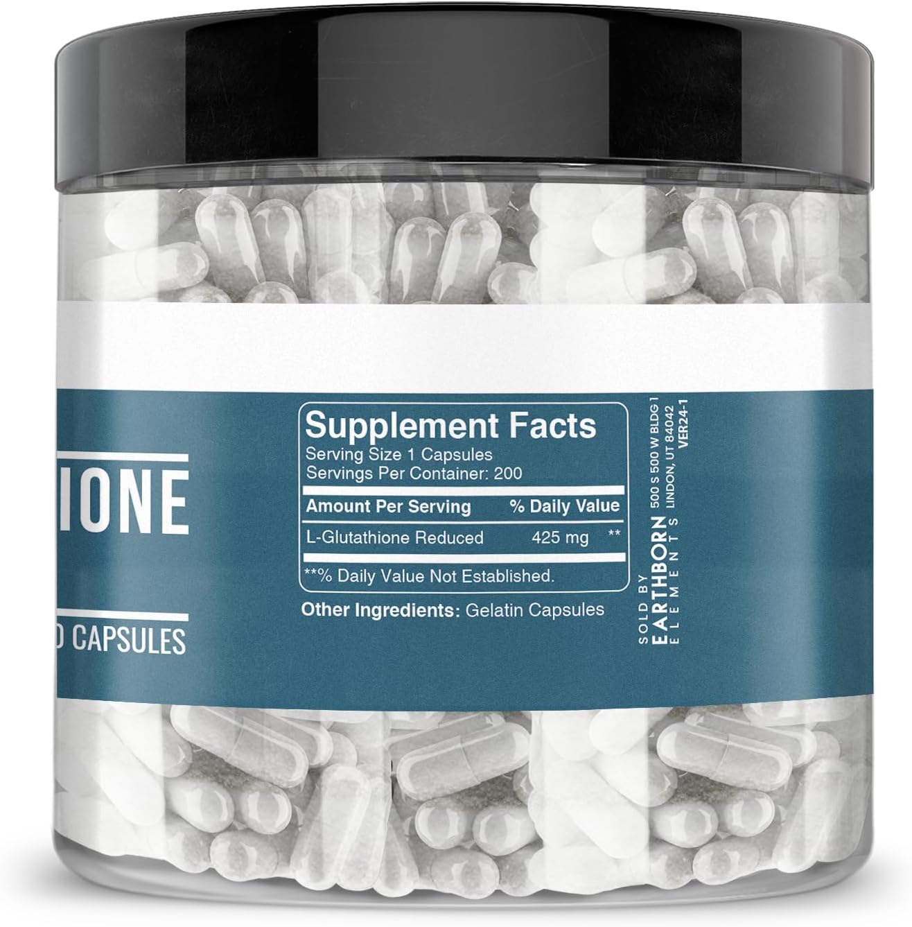Earthborn Elements L-Glutathione Reduced, Pure & Undiluted, No Additives (200 Capsules) - görsel 3