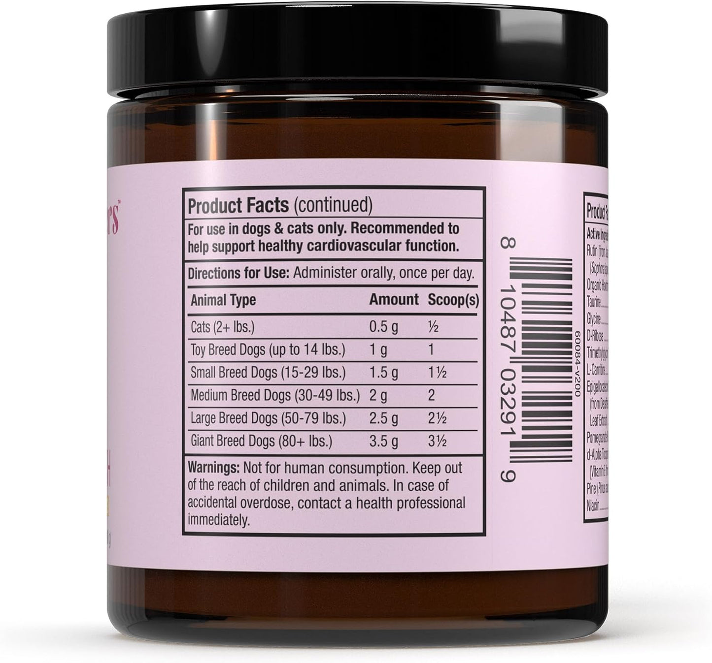 Bark & Whiskers Heart Health - Cardiovascular Support for Dogs & Cats - Taurine & L-Carnitine Powder - 3.17 oz (90 Scoops) - görsel 3