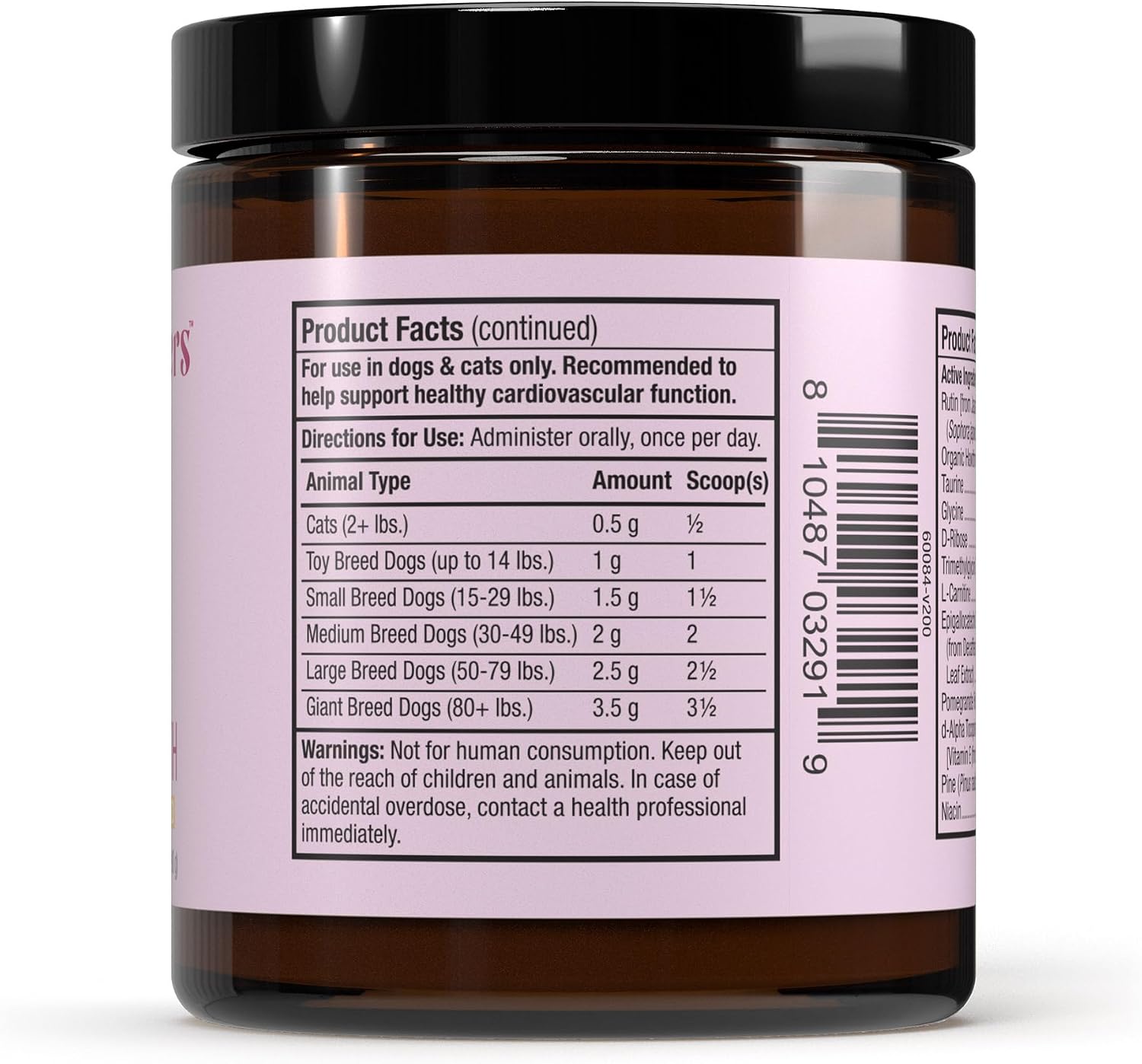 Bark & Whiskers Heart Health - Cardiovascular Support for Dogs & Cats - Taurine & L-Carnitine Powder - 3.17 oz (90 Scoops) - görsel 3