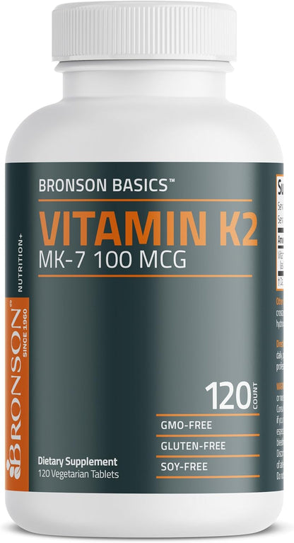 Bronson Vitamin K2 MK-7 100 mcg, 120 Tablets - Bone Health Support