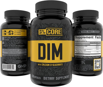 5% Nutrition Core DIM Supplement - Oestrogen Regulation Support for Men and Women (60 VegCaps)
