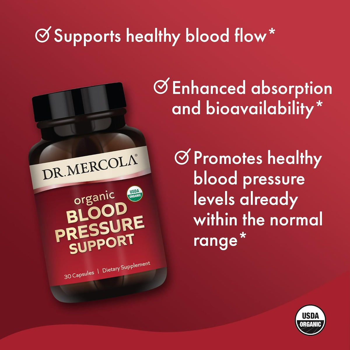 Dr. Mercola Organic Blood Pressure Support – High Potency Grape Seed Extract – 30 Capsules - görsel 4