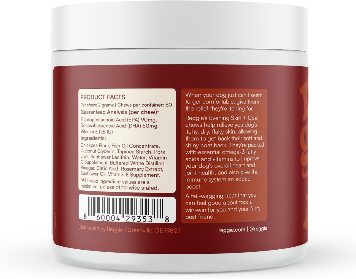 Reggie Skin & Coat Supplements for Dogs – Omega-3 Fish Oil & Vitamin E – 60 Soft Chews - görsel 5