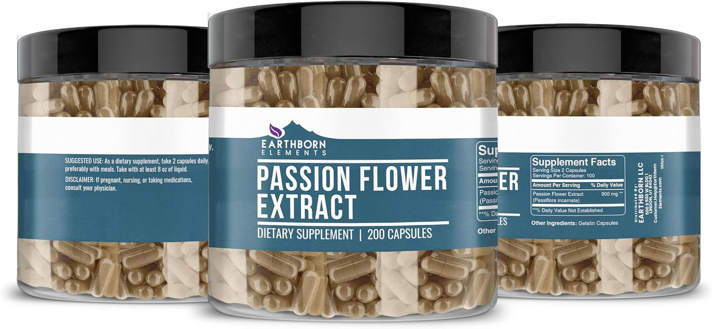 Earthborn Elements Passion Flower Extract 200 Capsules, Pure & Undiluted, No Additives - görsel 4
